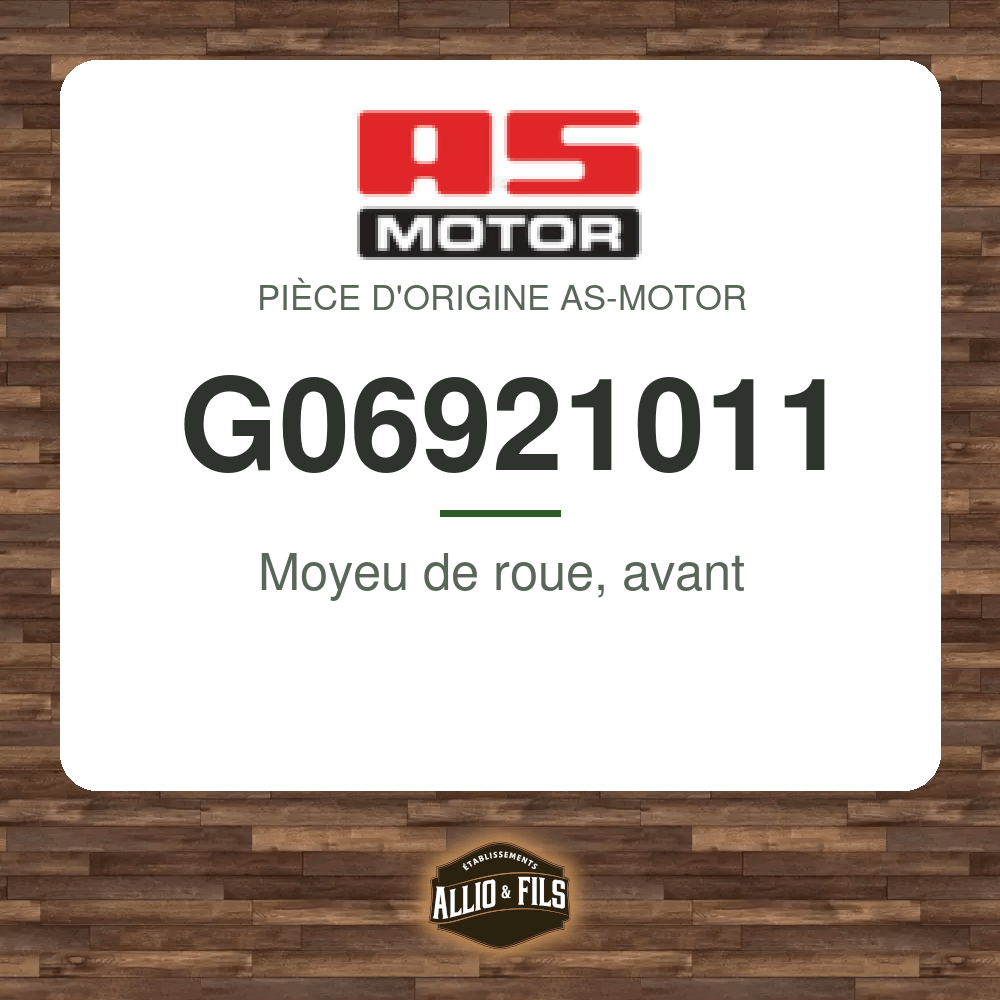 Moyeu de roue, avant - AS-Motor G06921011