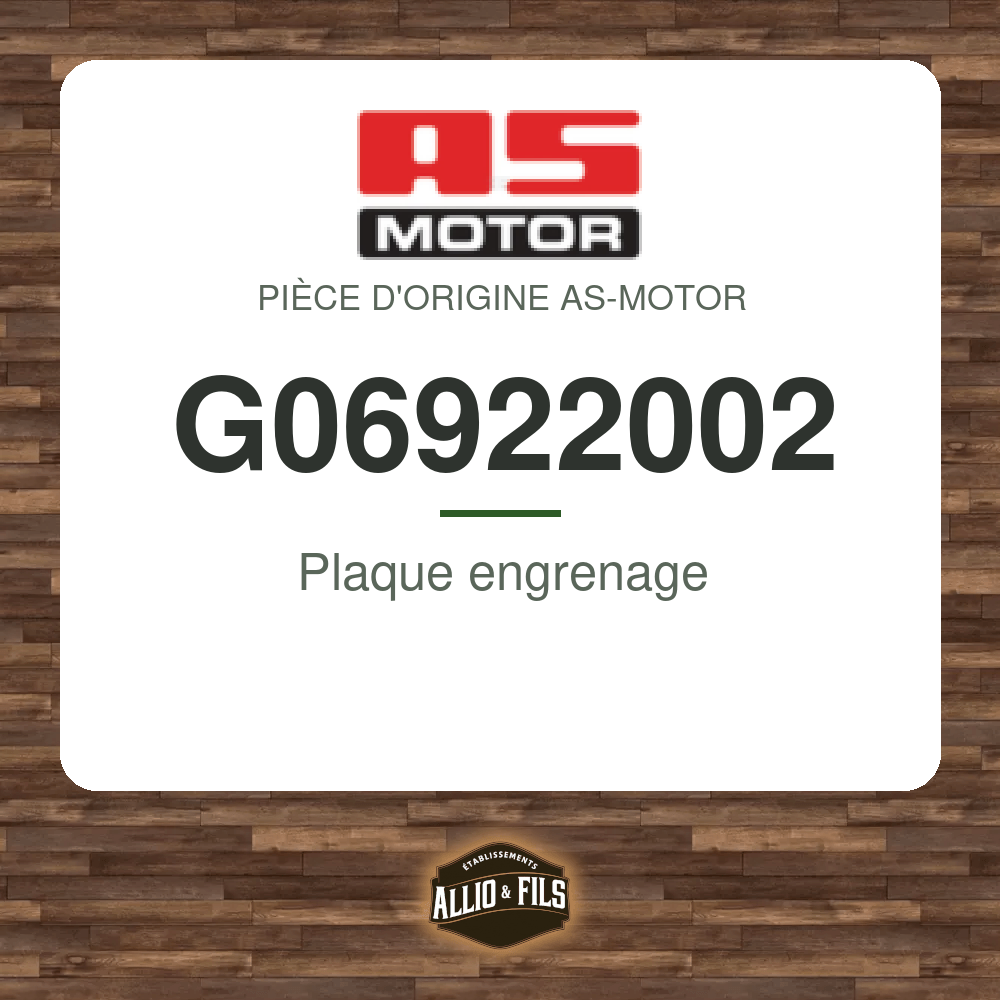 Plaque engrenage - AS-Motor G06922002