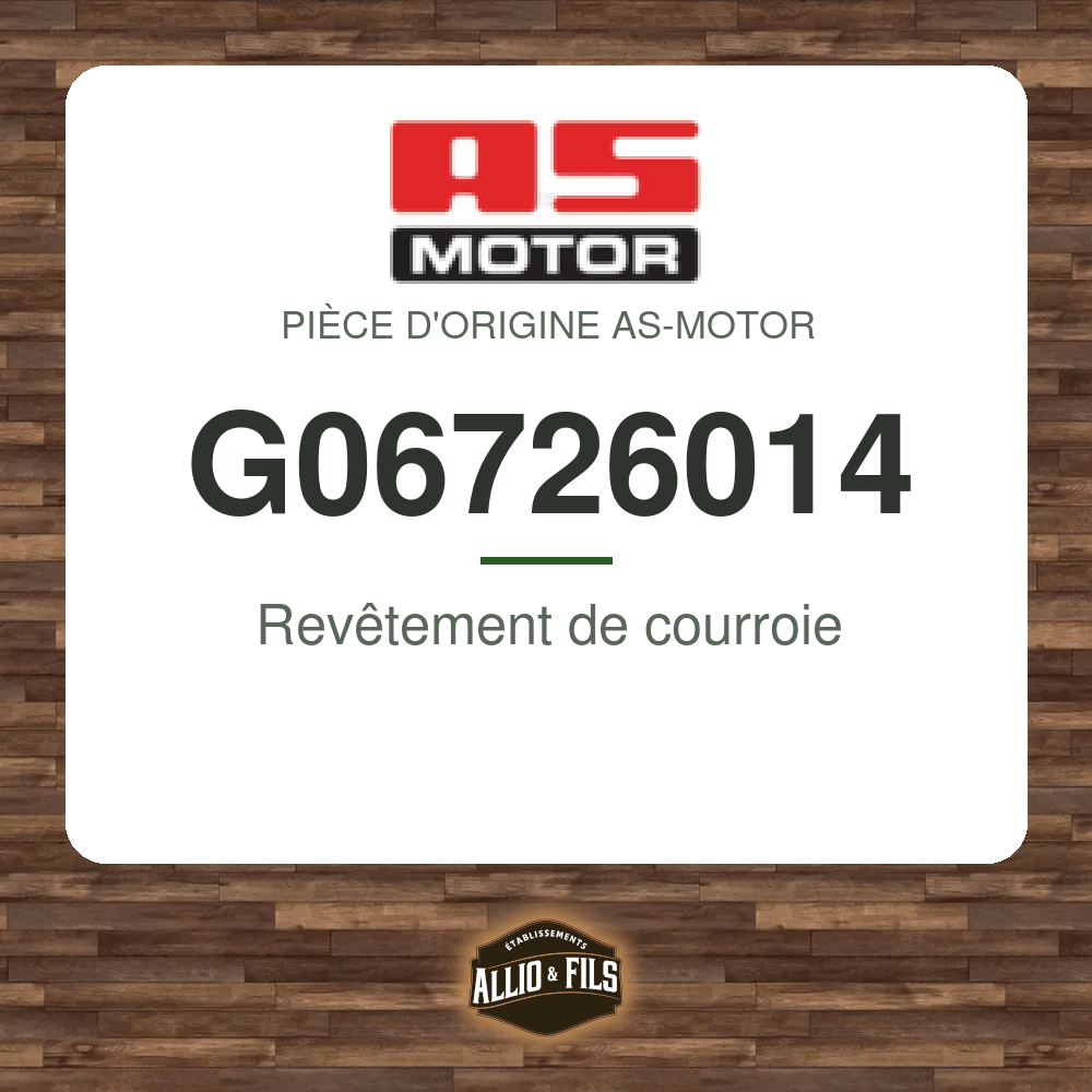 Revêtement de courroie - AS-Motor G06726014