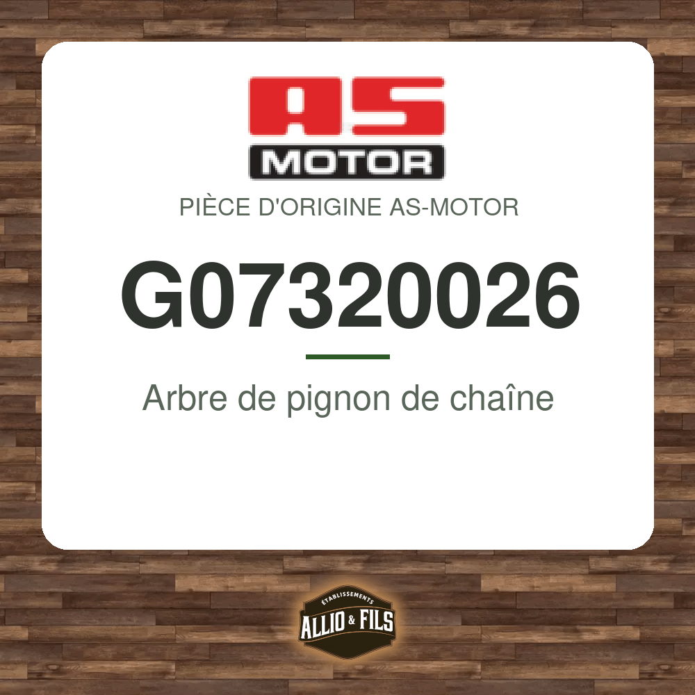 Arbre de pignon de chaîne - AS-Motor G07320026