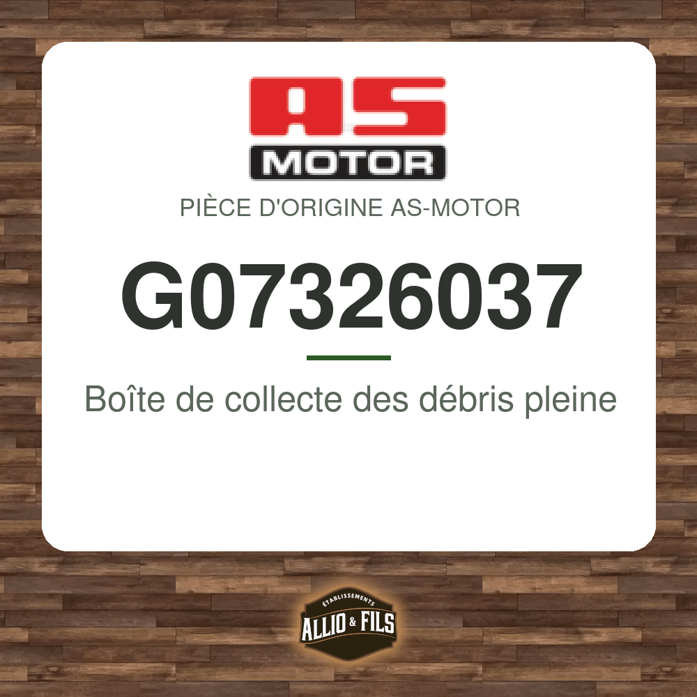 Boîte de collecte des débris pleine - AS-Motor G07326037