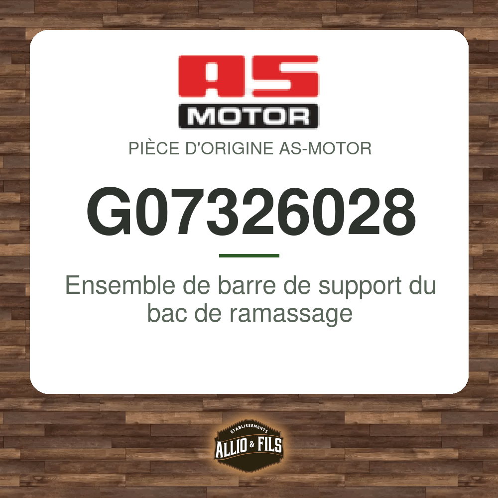 Ensemble de barre de support du bac de ramassage - AS-Motor G07326028