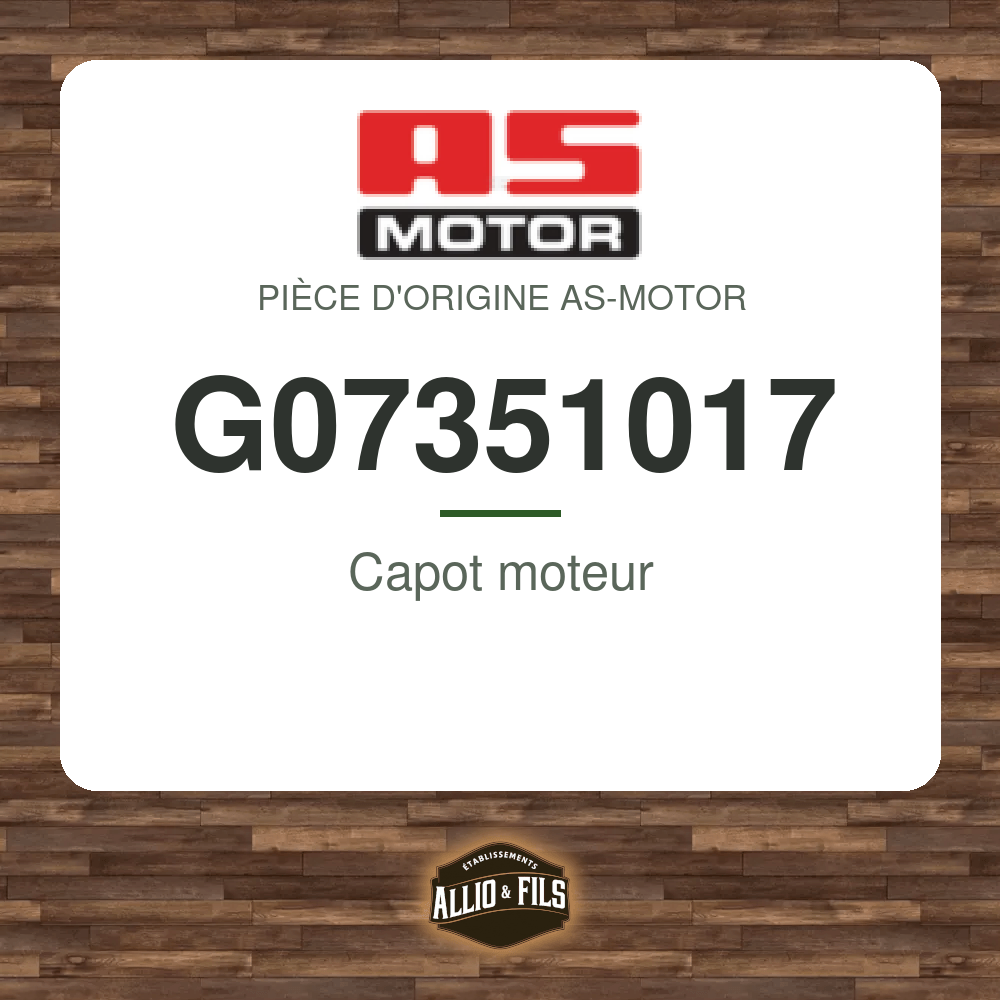 Capot moteur - AS-Motor G07351017