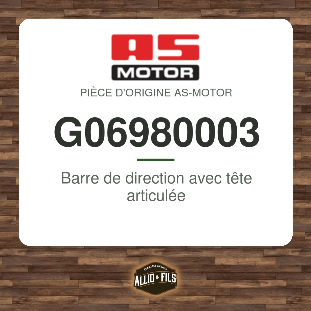 Barre de direction avec tête articulée - AS-Motor G06980003