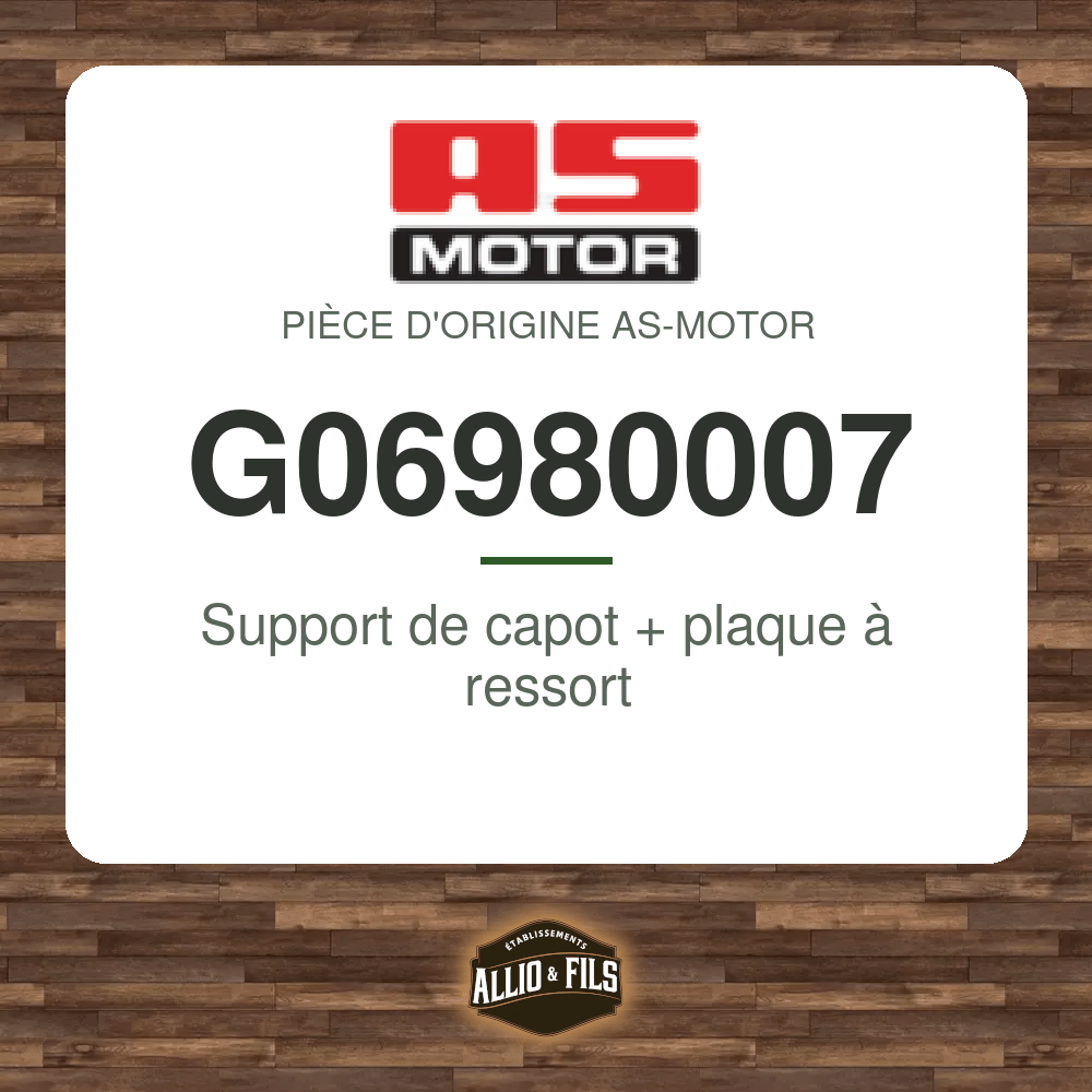 Support de capot + plaque à ressort - AS-Motor G06980007