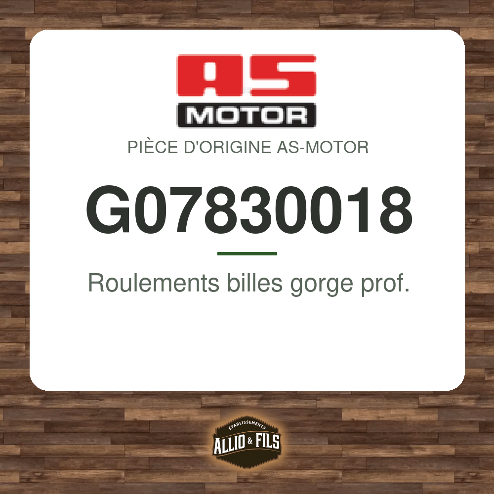 Roulements billes gorge prof. - AS-Motor G07830018