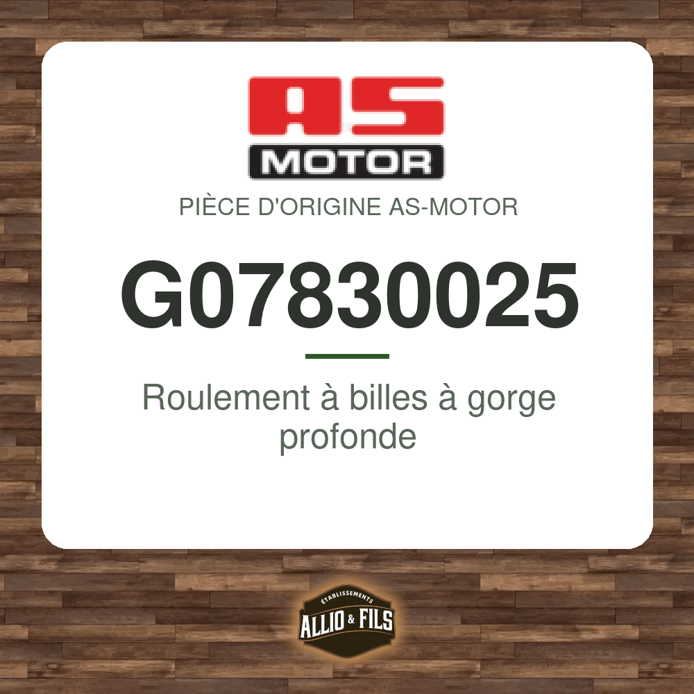 Roulement à billes à gorge profonde - AS-Motor G07830025