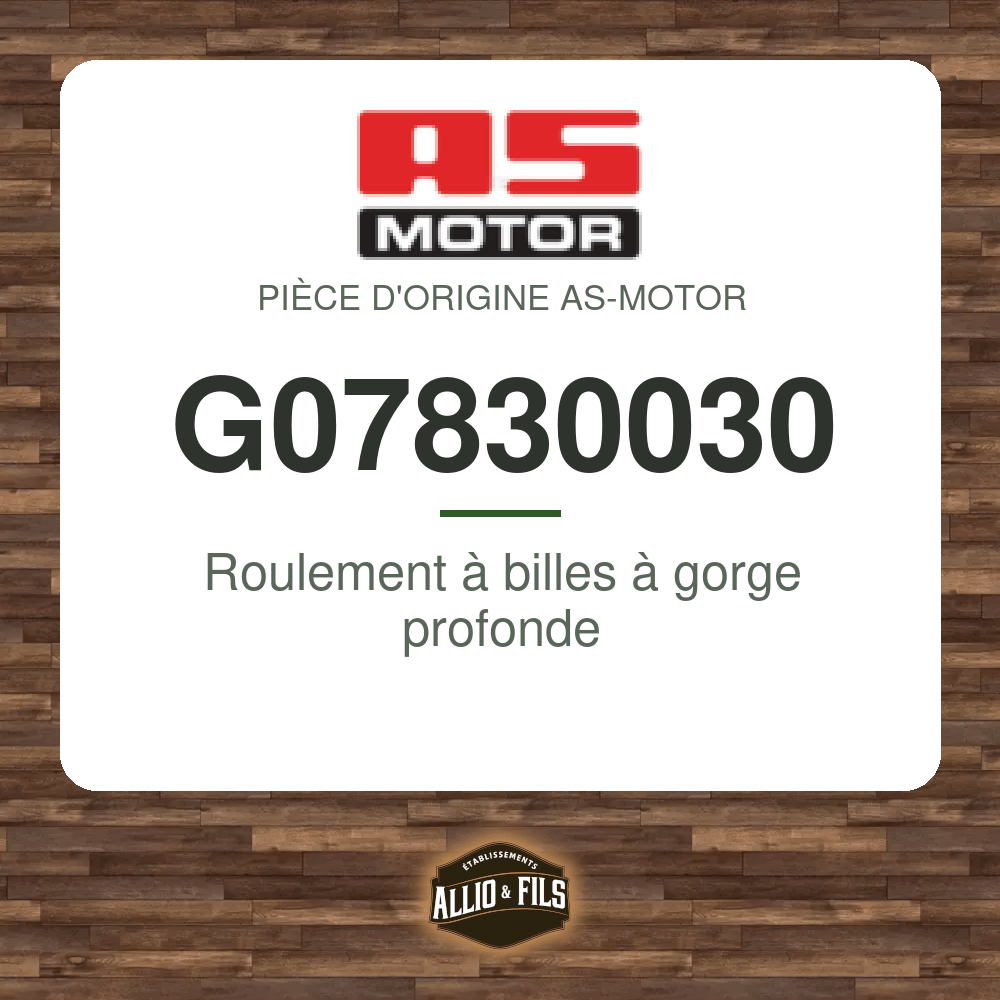 Roulement à billes à gorge profonde - AS-Motor G07830030
