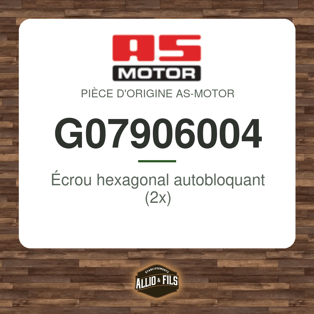 Écrou hexagonal autobloquant (2x) - AS-Motor G07906004