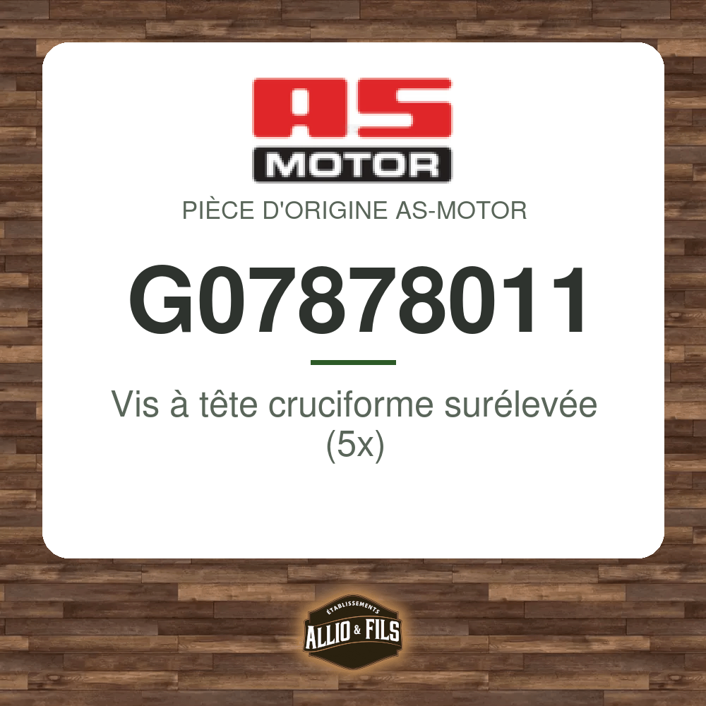 Vis à tête cruciforme surélevée (5x) - AS-Motor G07878011