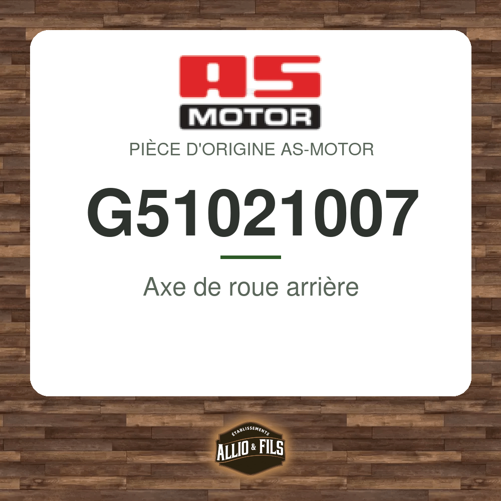 Axe de roue arrière - AS-Motor G51021007