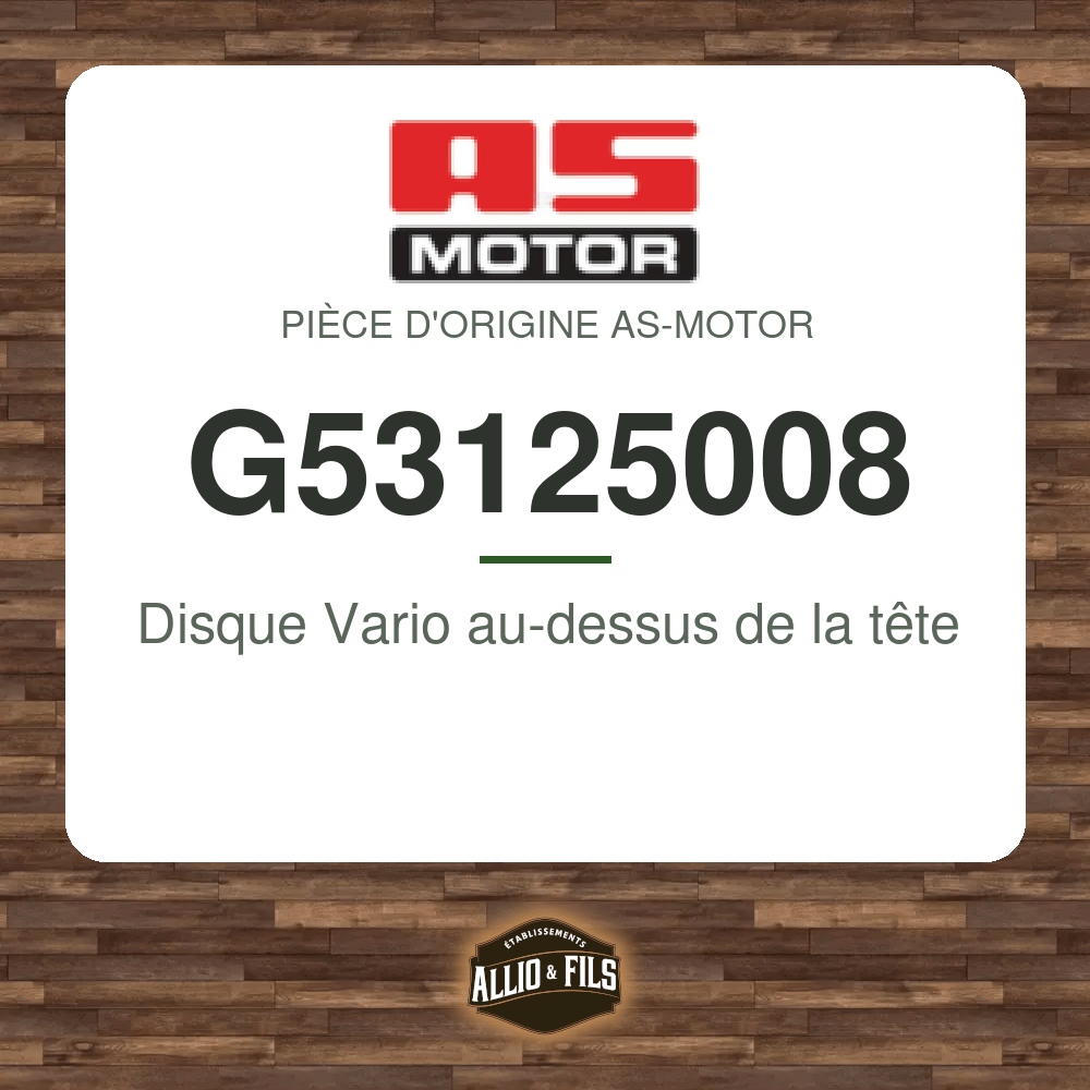 Disque Vario au-dessus de la tête - AS-Motor G53125008