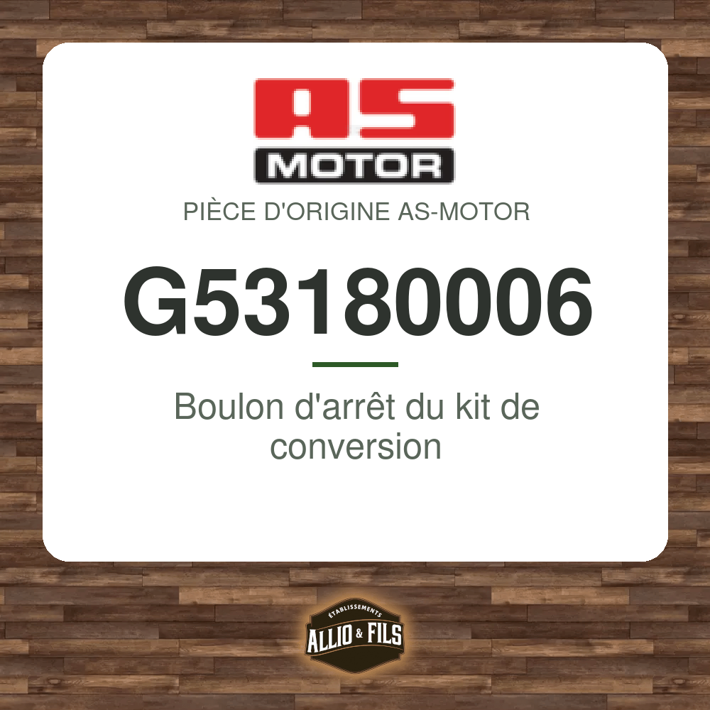 Boulon d'arrêt du kit de conversion - AS-Motor G53180006