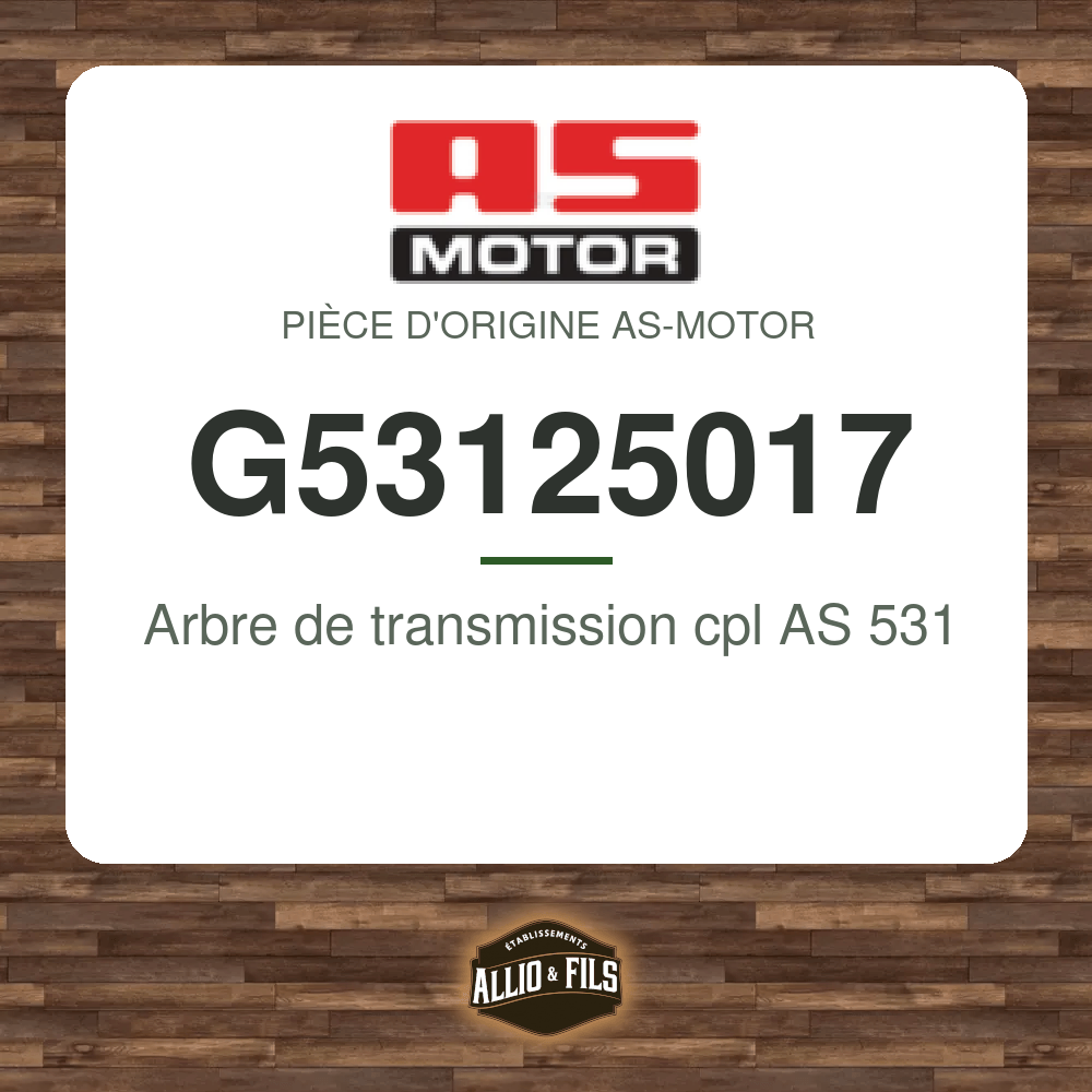 Arbre de transmission cpl AS 531 - AS-Motor G53125017