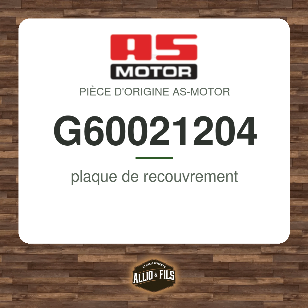 plaque de recouvrement - AS-Motor G60021204