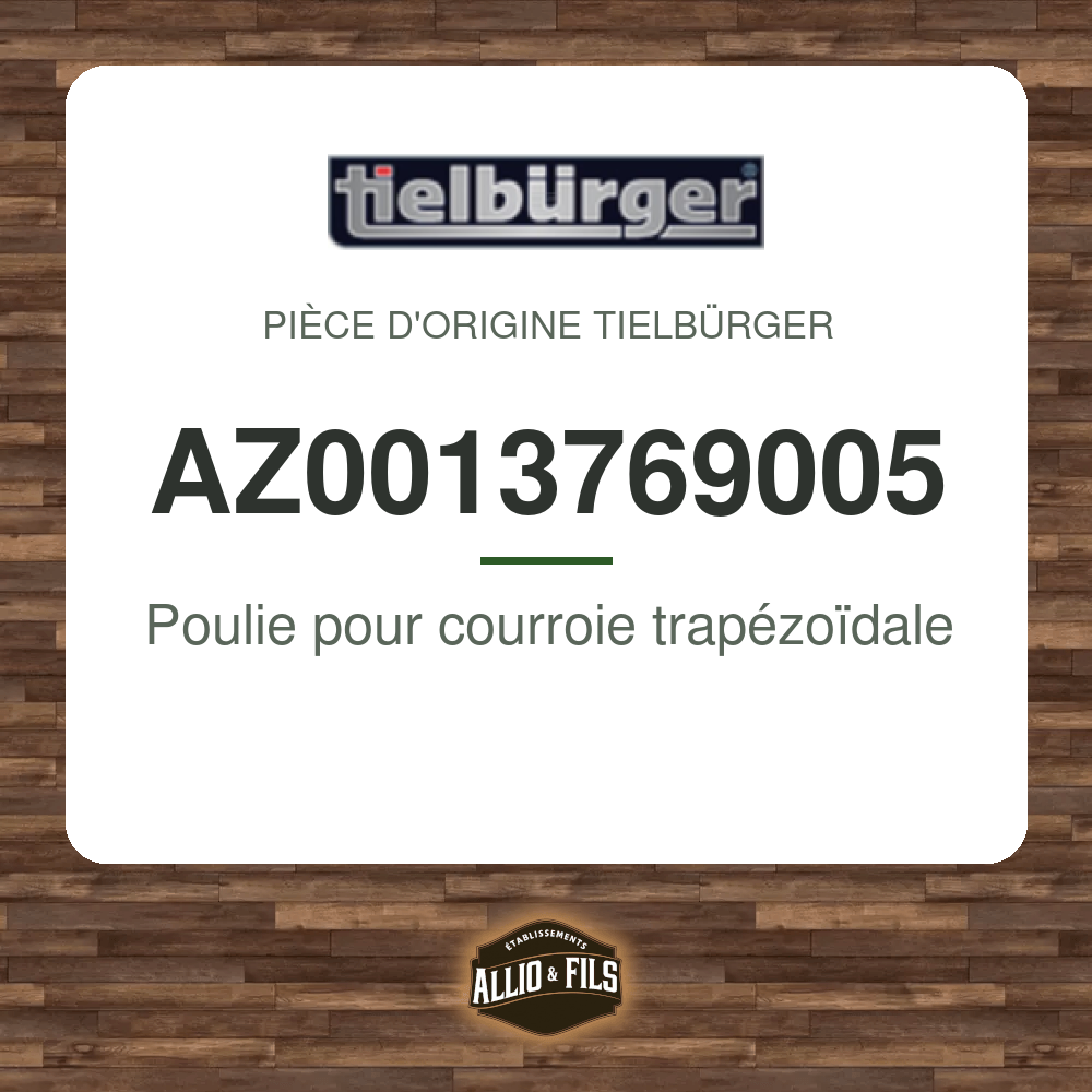 Poulie pour courroie trapézoïdale - Tielbürger AZ0013769005