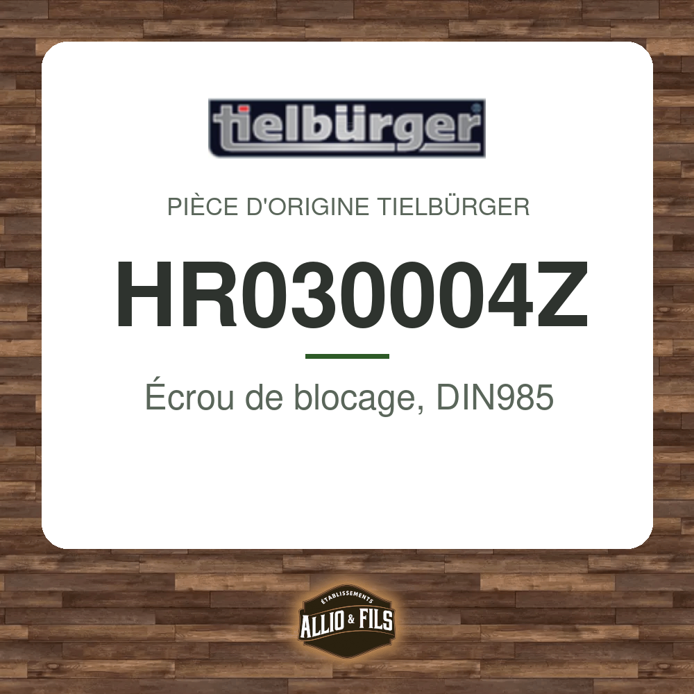 Écrou de blocage, DIN985 - Tielbürger HR030004Z