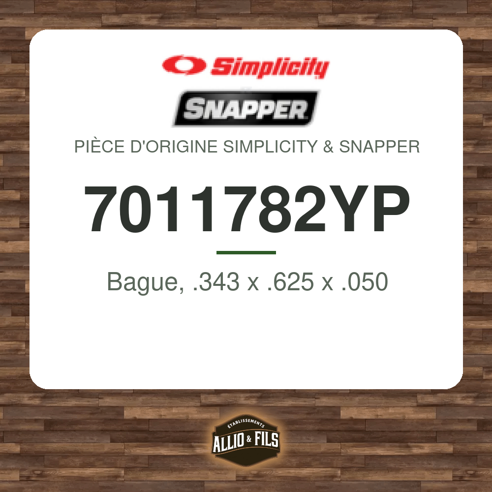 Bague, .343 x .625 x .050 - Simplicity & Snapper 7011782YP