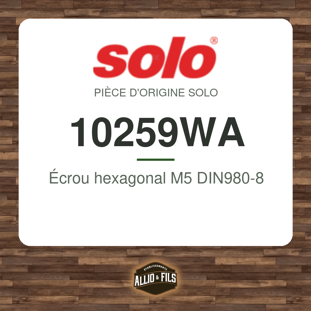 Écrou hexagonal M5 DIN980-8 - Solo 10259WA