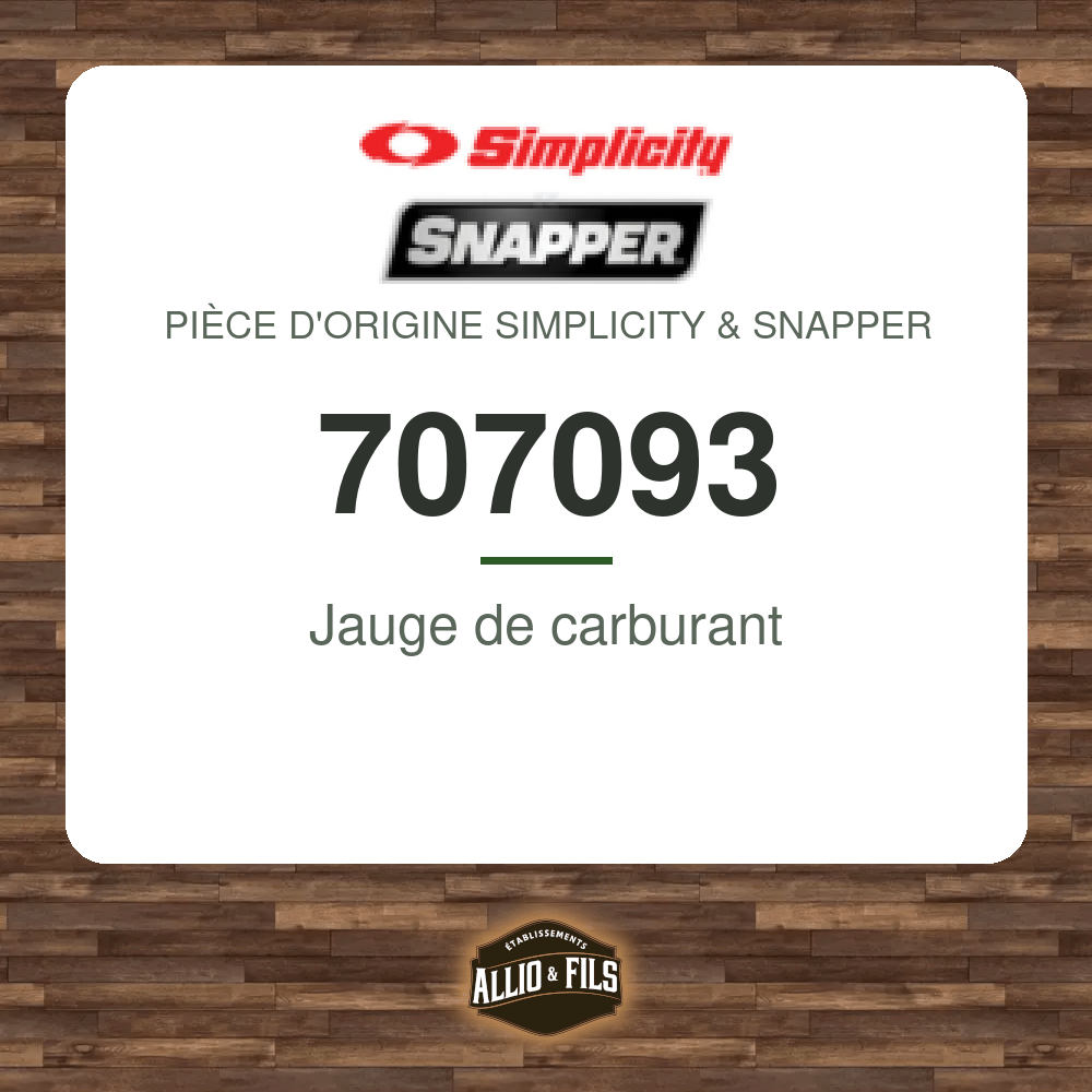 Jauge de carburant - Simplicity & Snapper 707093