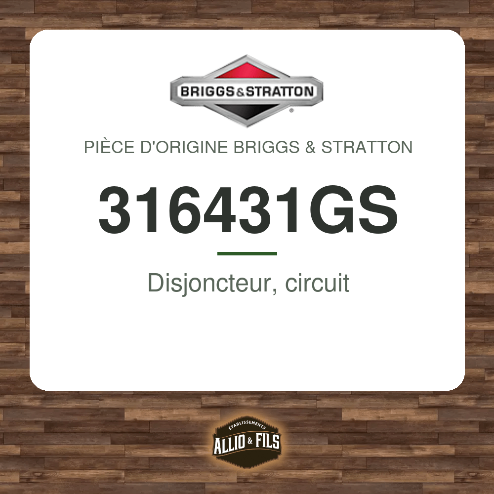 Disjoncteur, circuit - Briggs & Stratton 316431GS