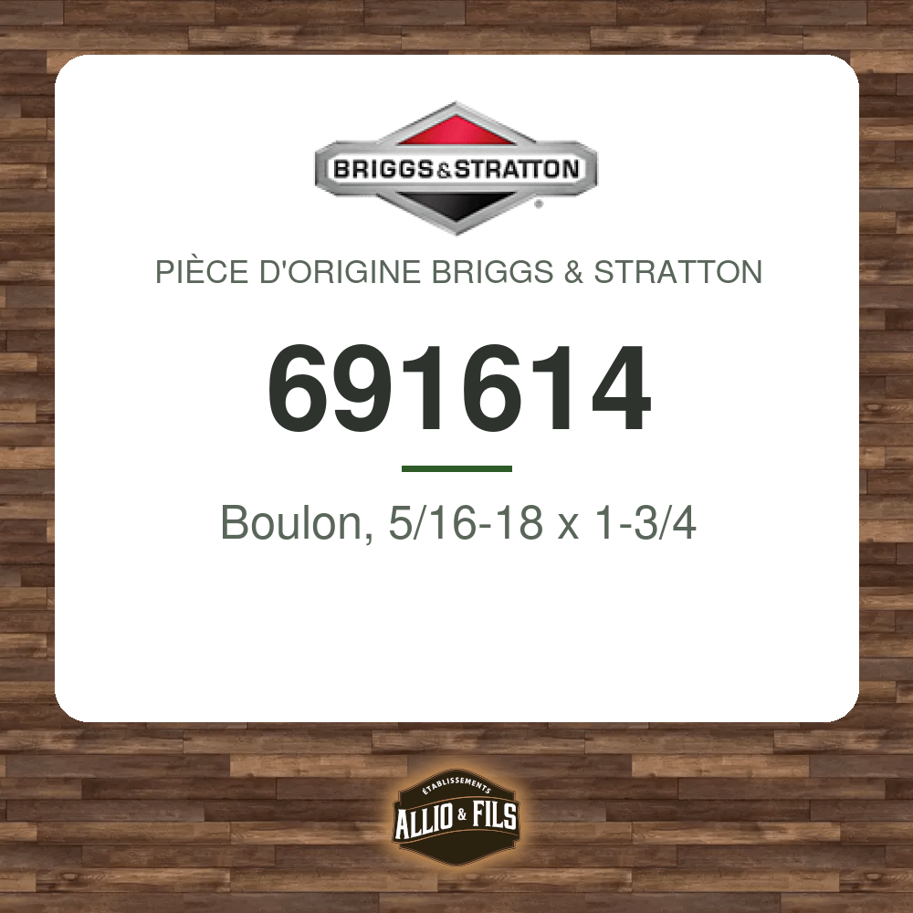 Boulon, 5/16-18 x 1-3/4 - Briggs & Stratton 691614
