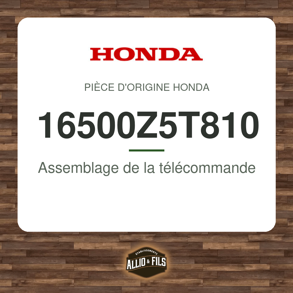 Assemblage de la télécommande - Honda 16500Z5T810