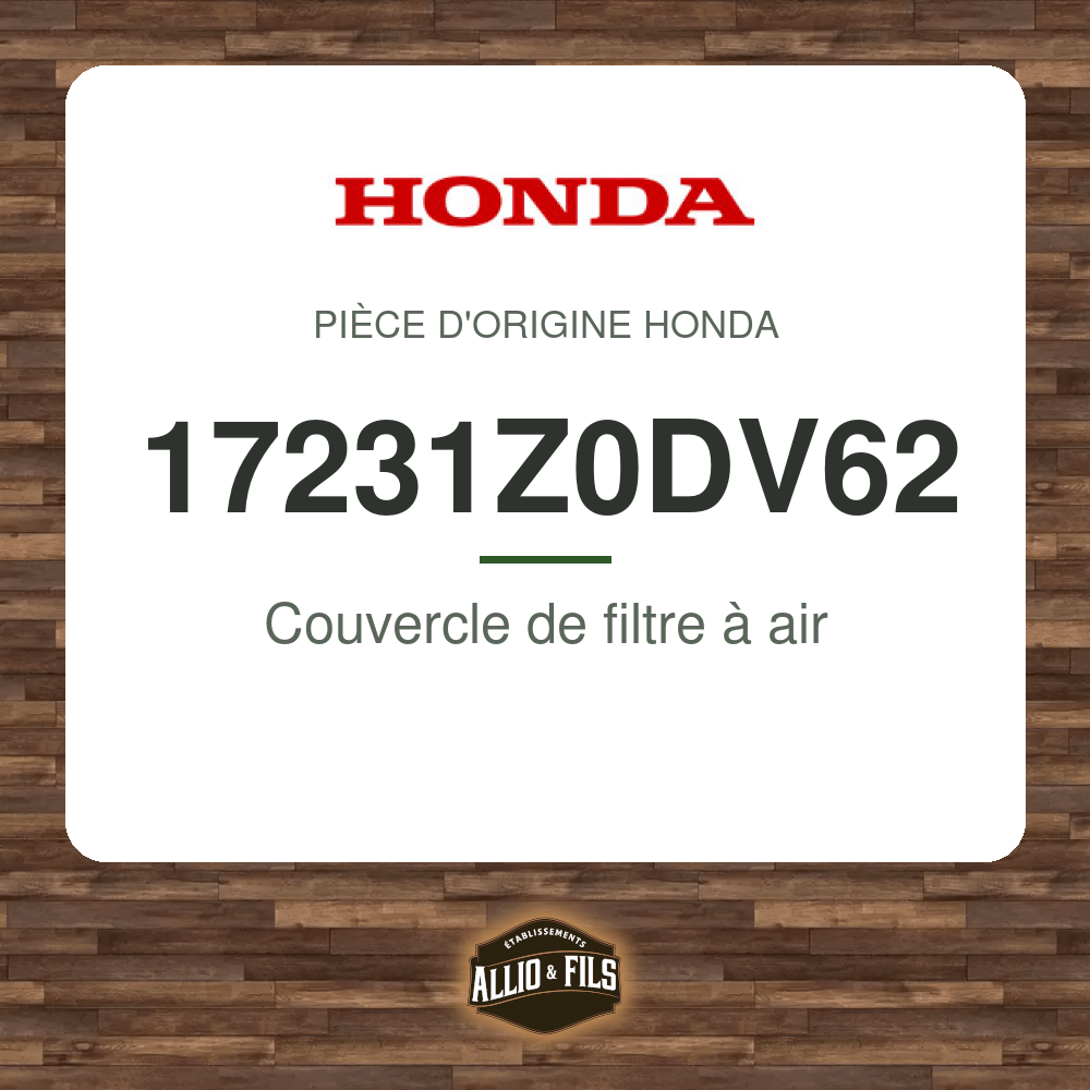 Couvercle de filtre à air - Honda 17231Z0DV62