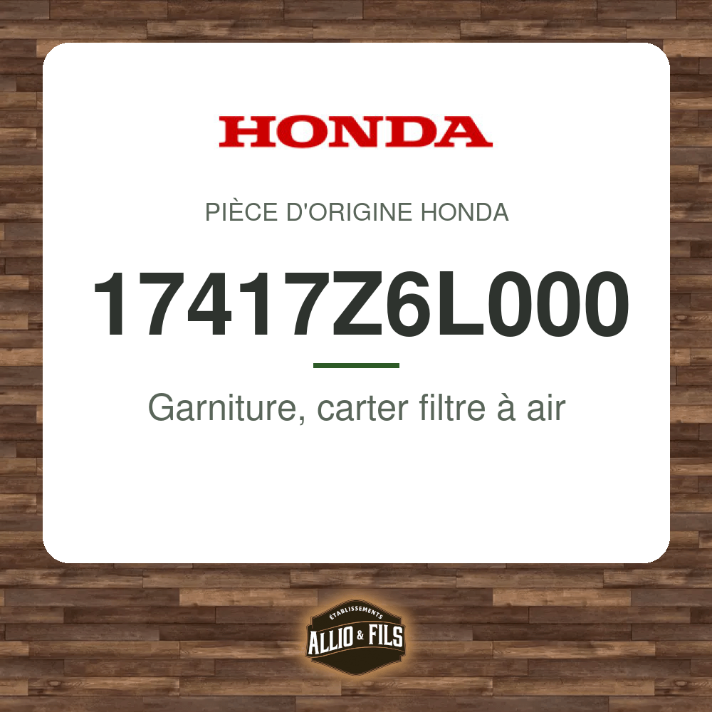 Garniture, carter filtre à air - Honda 17417Z6L000