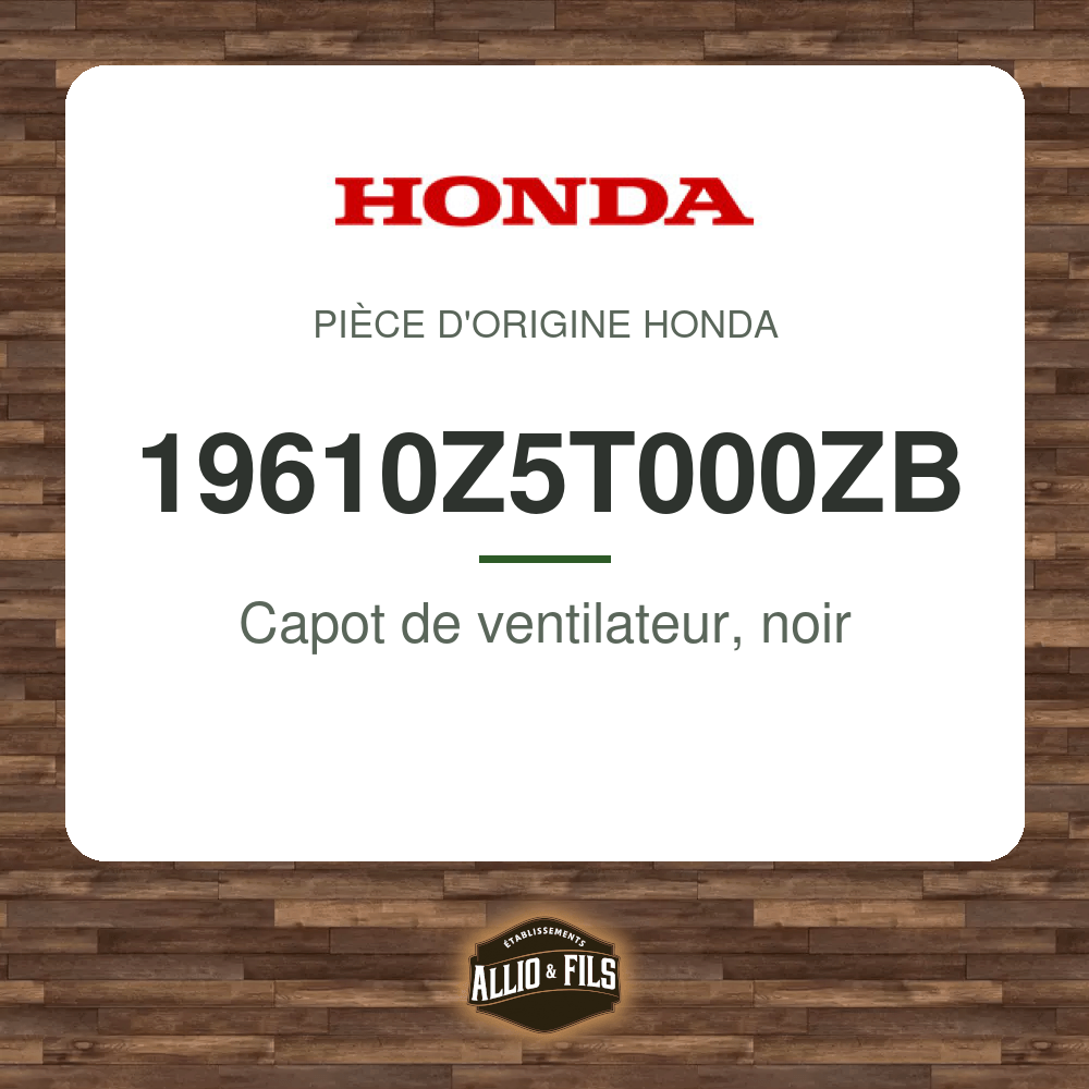 Capot de ventilateur, noir - Honda 19610Z5T000ZB
