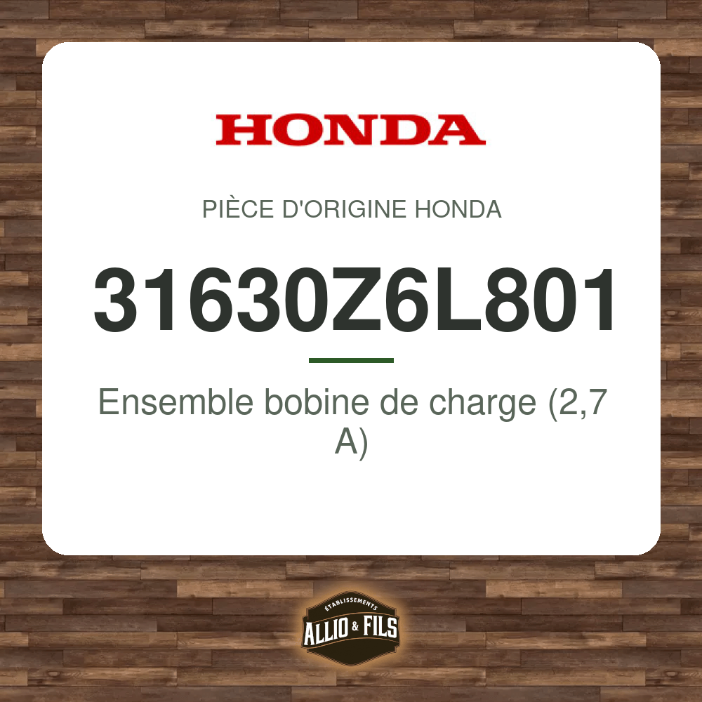 Ensemble bobine de charge (2,7 A) - Honda 31630Z6L801