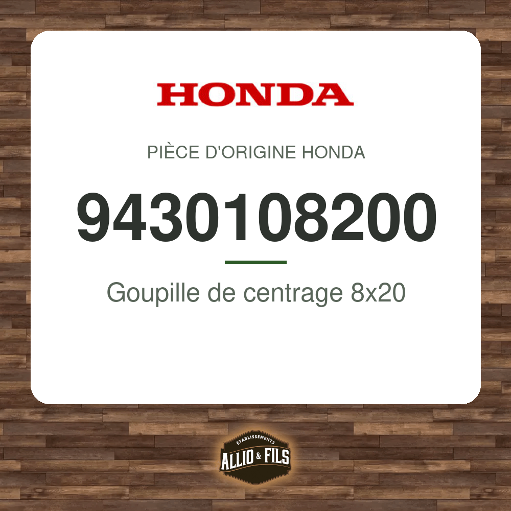 Goupille de centrage 8x20 - Honda 9430108200