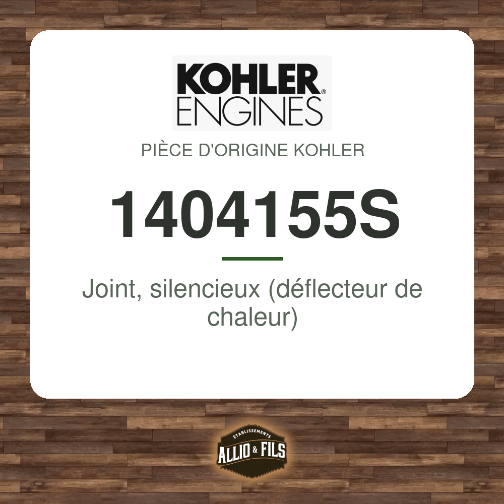 Joint, silencieux (déflecteur de chaleur) - Kohler 1404155S
