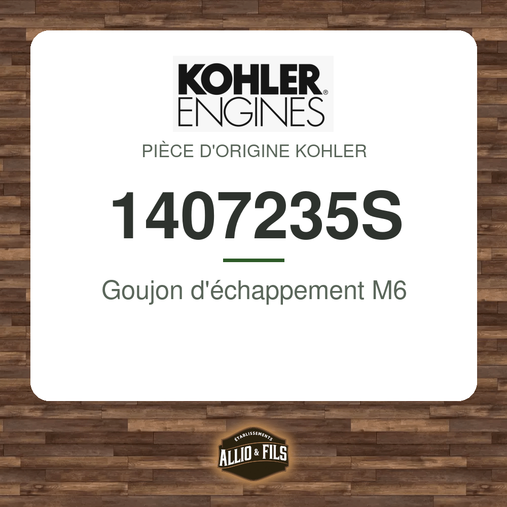 Goujon d'échappement M6 - Kohler 1407235S