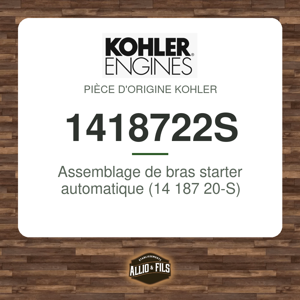 Assemblage de bras starter automatique (14 187 20-S) - Kohler 1418722S