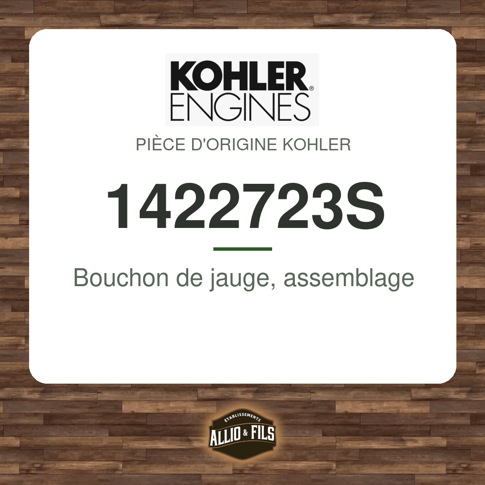 Bouchon de jauge, assemblage - Kohler 1422723S