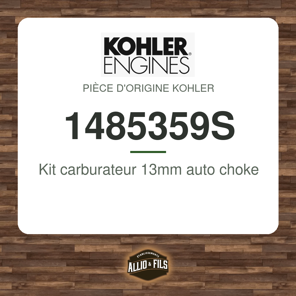 Kit carburateur 13mm auto choke - Kohler 1485359S