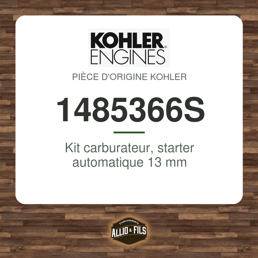 Kit carburateur, starter automatique 13 mm - Kohler 1485366S