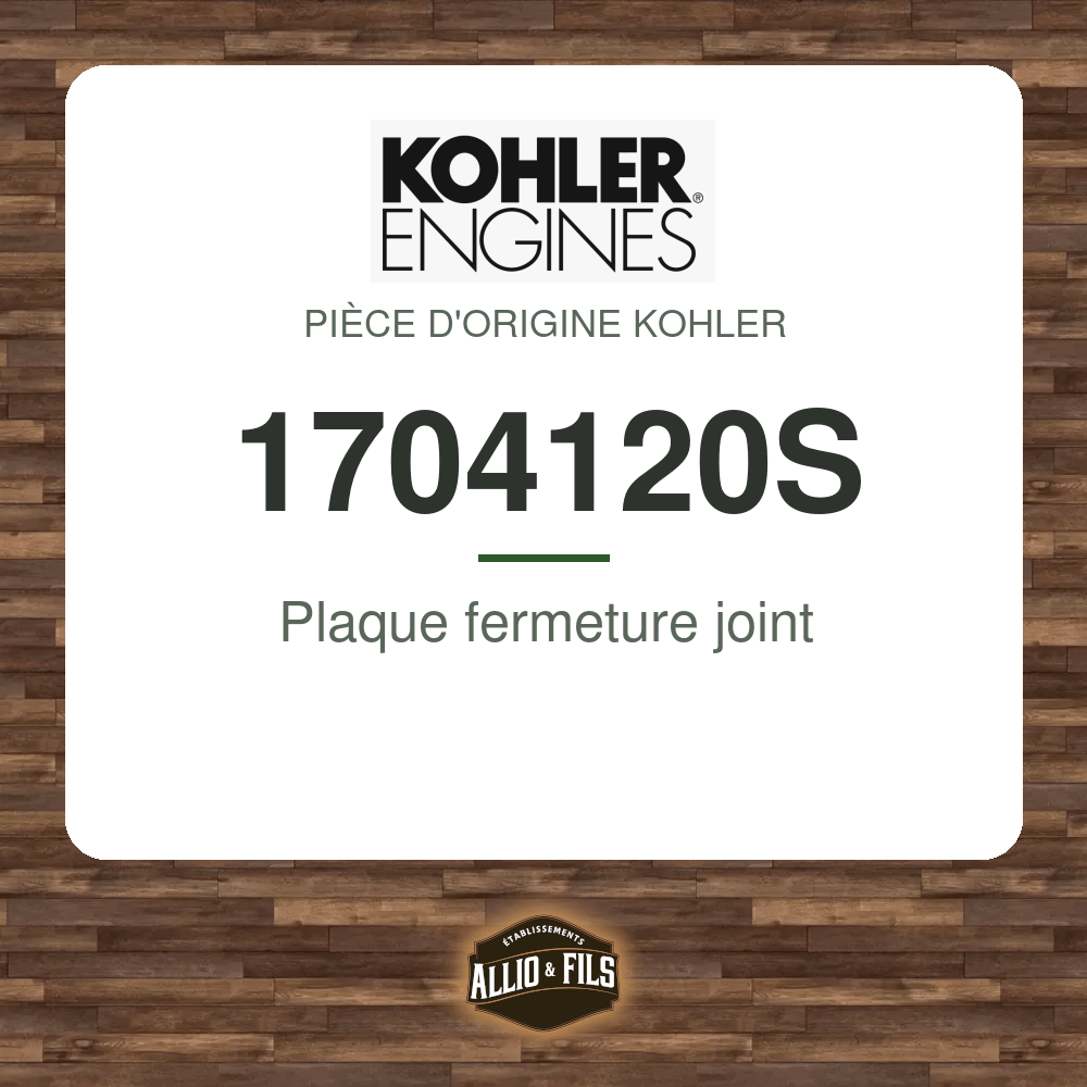 Plaque fermeture joint - Kohler 1704120S