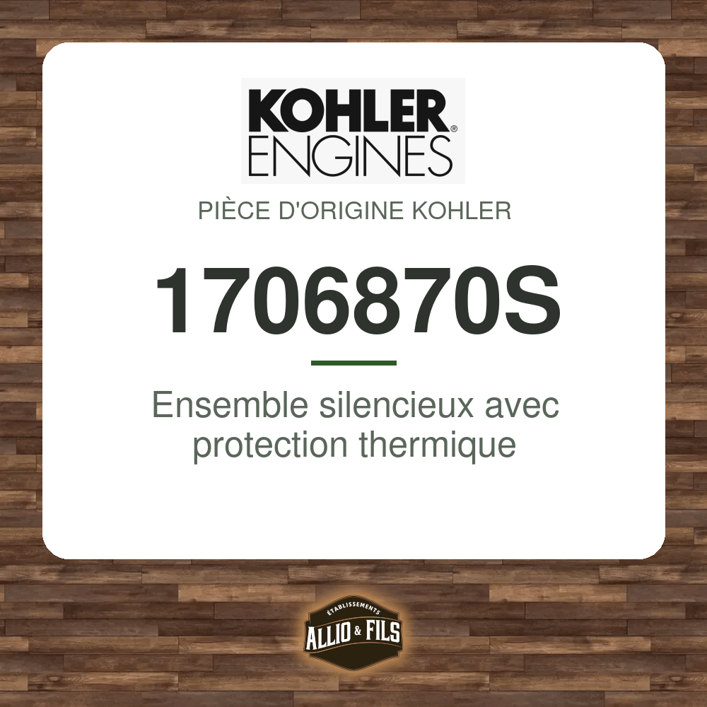 Ensemble silencieux avec protection thermique - Kohler 1706870S