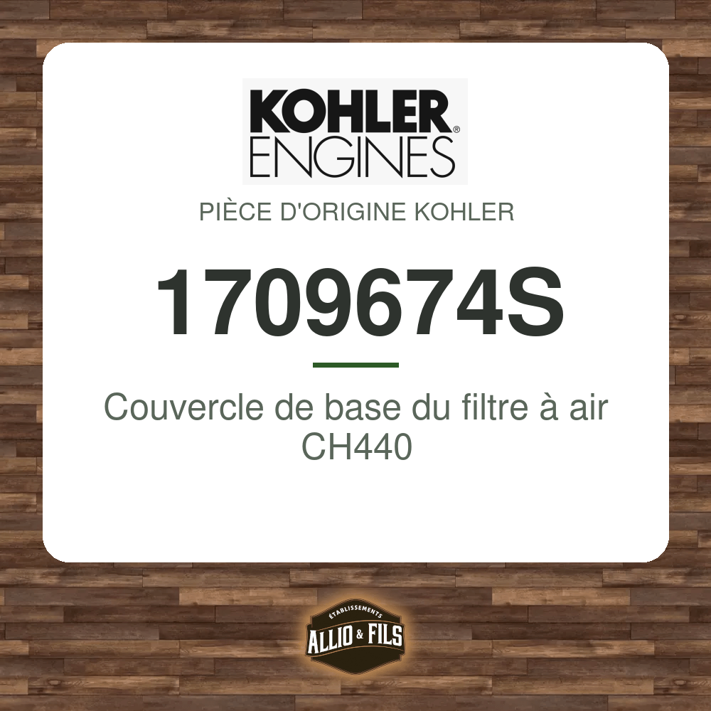 Couvercle de base du filtre à air CH440 - Kohler 1709674S