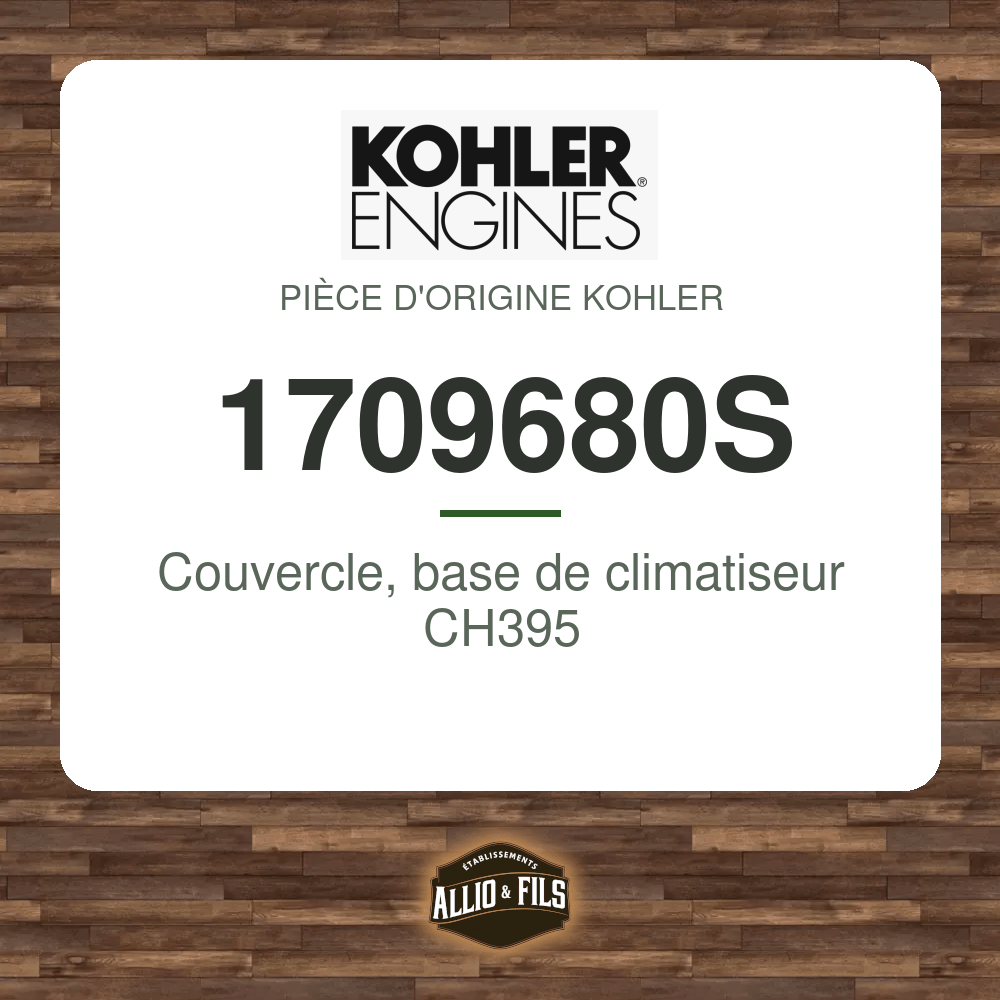 Couvercle, base de climatiseur CH395 - Kohler 1709680S
