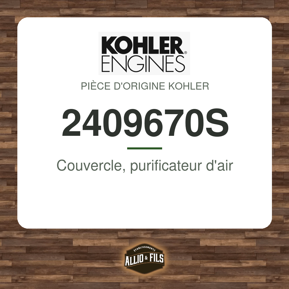Couvercle, purificateur d'air - Kohler 2409670S