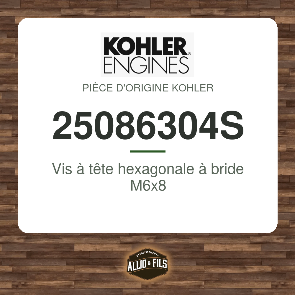 Vis à tête hexagonale à bride M6x8 - Kohler 25086304S