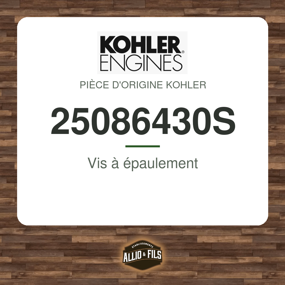 Vis à épaulement - Kohler 25086430S