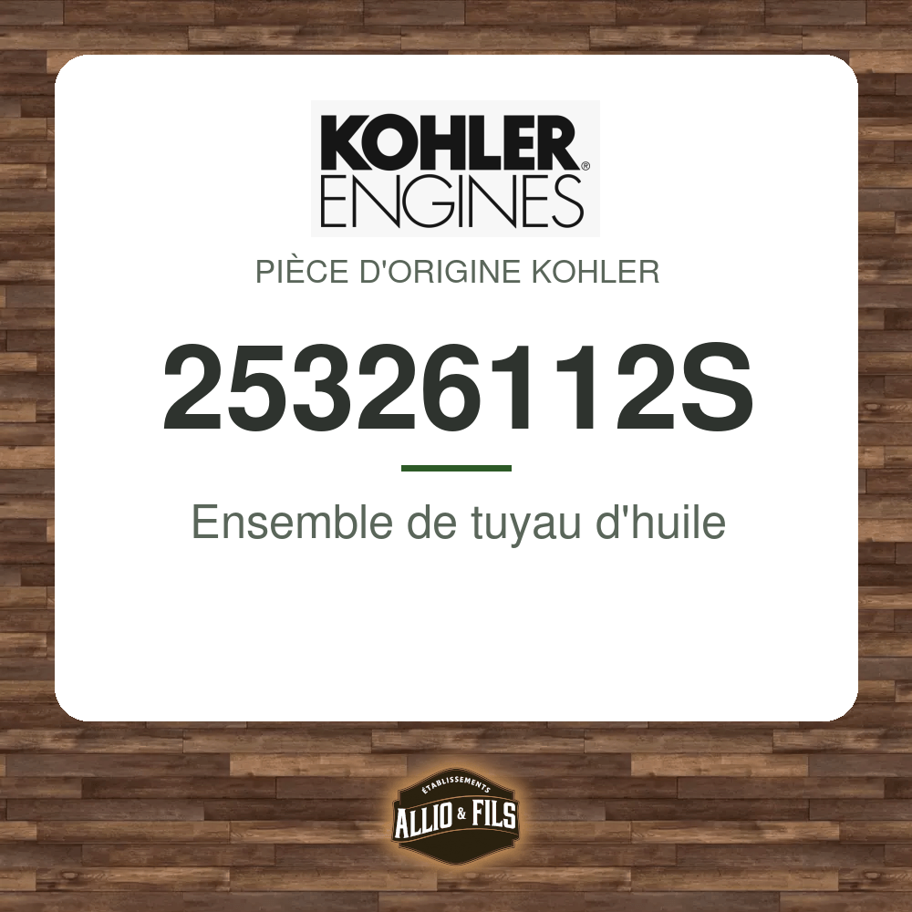 Ensemble de tuyau d'huile - Kohler 25326112S
