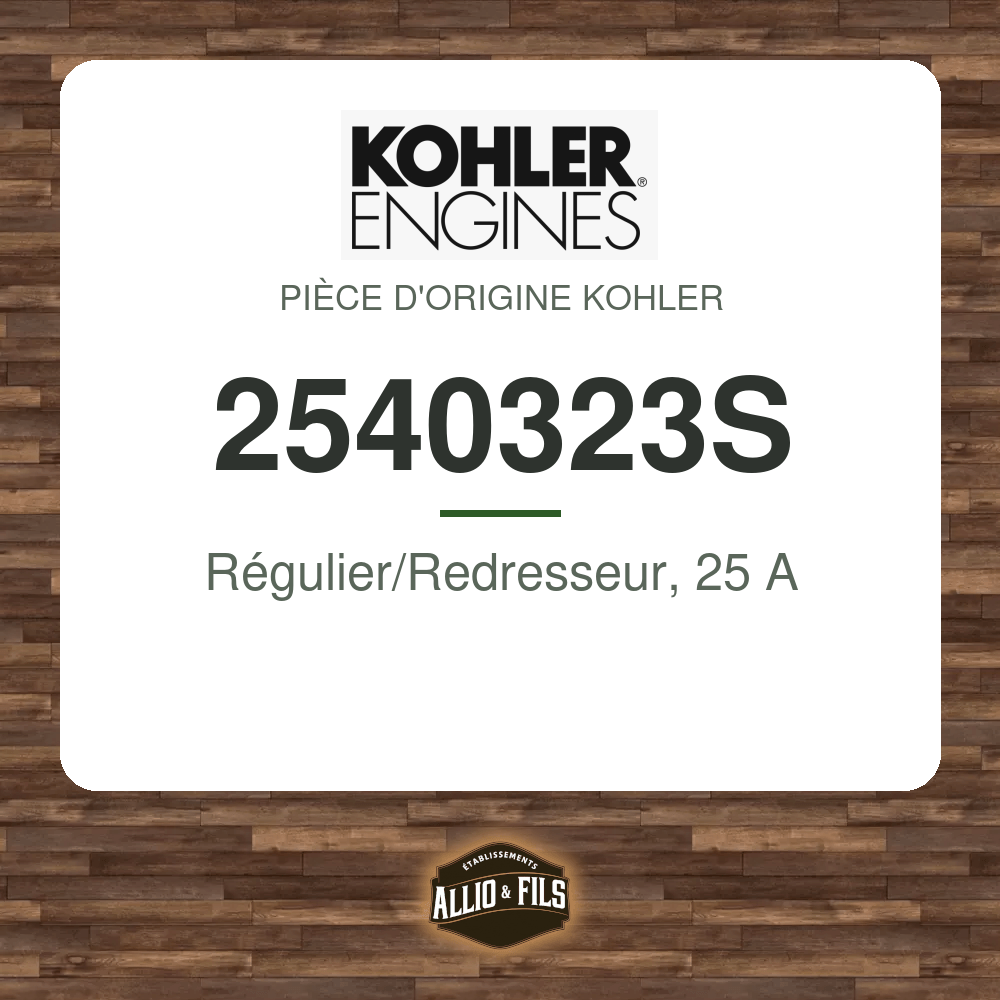 Régulier/Redresseur, 25 A - Kohler 2540323S