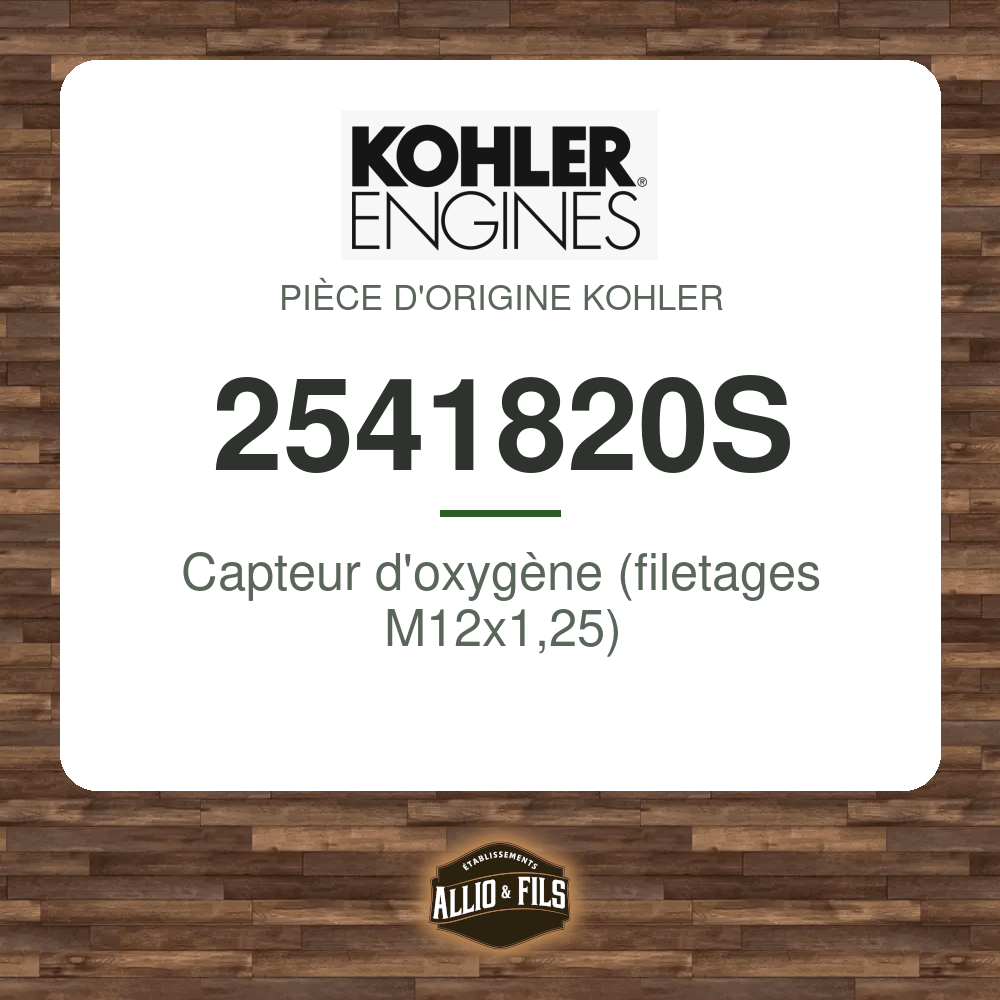 Capteur d'oxygène (filetages M12x1,25) - Kohler 2541820S