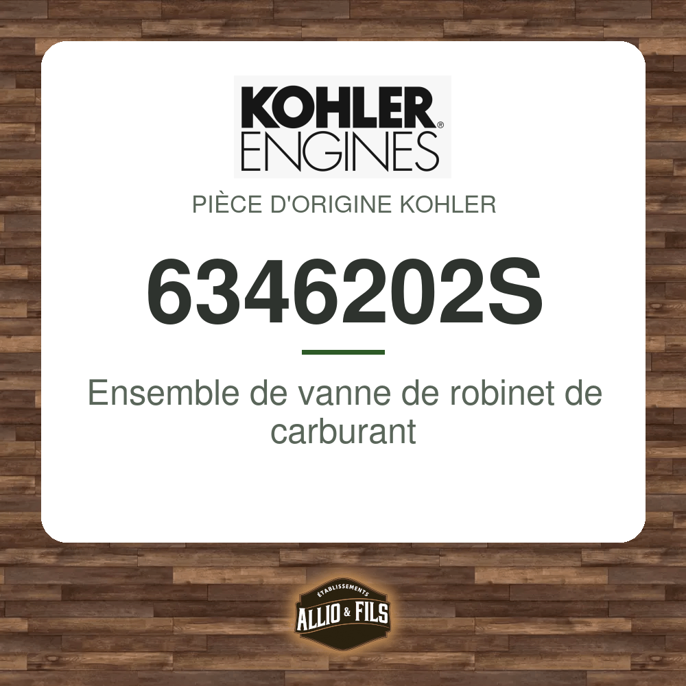 Ensemble de vanne de robinet de carburant - Kohler 6346202S