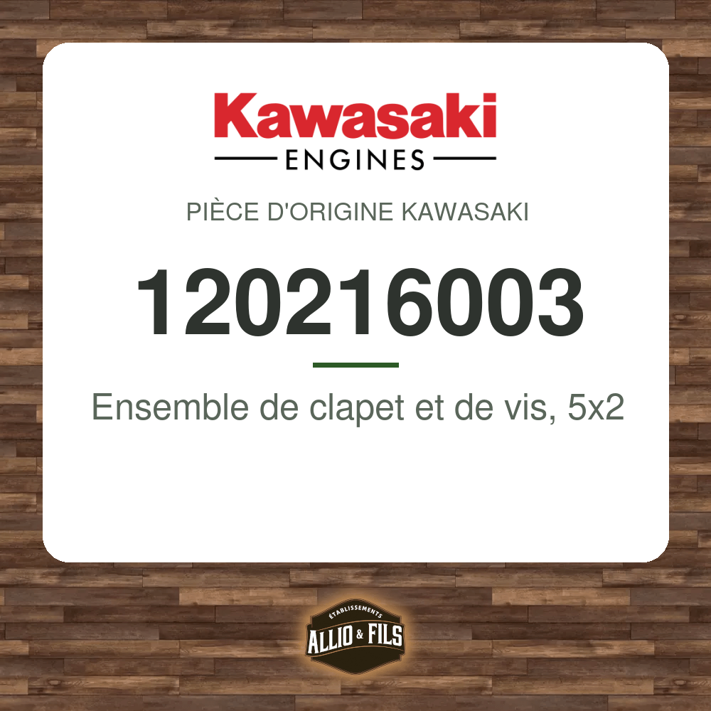 Ensemble de clapet et de vis, 5x2 - Kawasaki 120216003